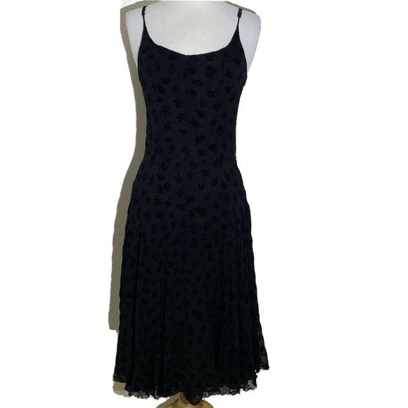 Jigsaw Dresses & Skirts - Jigsaw Womens Dress 8 Black A Line Velvet Roses